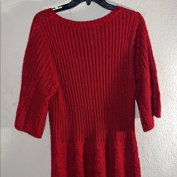 Pink Rose Vibrant Red Knit Sweater Dress - Picture 7 of 8